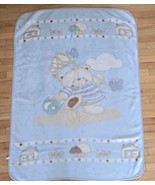 Baby Minky Bear Catching Butterflies Blanket Mint Polka Dot Houses Teddy - $28.63