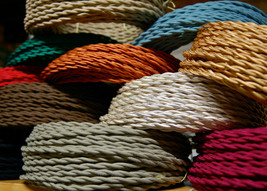 7.6m Cotton Cloth Covered Twisted Electrical Wire, Vintage Lamp Cord Antique - £26.28 GBP