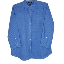 Chaps Womens Blouse Size L Button Front 3/4 Sleeve Collared Blue - £15.37 GBP