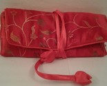 Red Floral Pattern Three Zipper One Pouch String-Bound Wallet           ... - $8.54