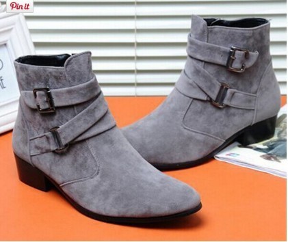 New Handmade  ankle high pointed toe suede leather boots, Men suede leather boot