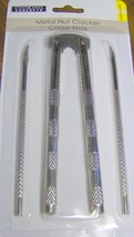 1 classic 5&quot; Metal NUTCRACKER + 2 Steel PICKS traditional holiday nut cr... - $21.33