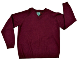 Woolrich Pullover Sweater Men&#39;s Size XL Burgundy Merino Wool V Neck Long... - $22.00