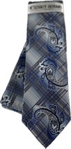 Stacy Adams Men&#39;s Tie Hanky Silver Charcoal Gray Royal Powder Blue 3.25&quot; Wide - £17.53 GBP