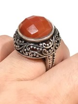 CFJ Sterling Silver .925 Faceted Large Carnelian Ring Size  8 - £75.93 GBP