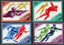 RUSSIA USSR CCCP 1984 VF Used Stamps Set Sc. # 5222-25 14th Winter Olympic Games - £0.73 GBP