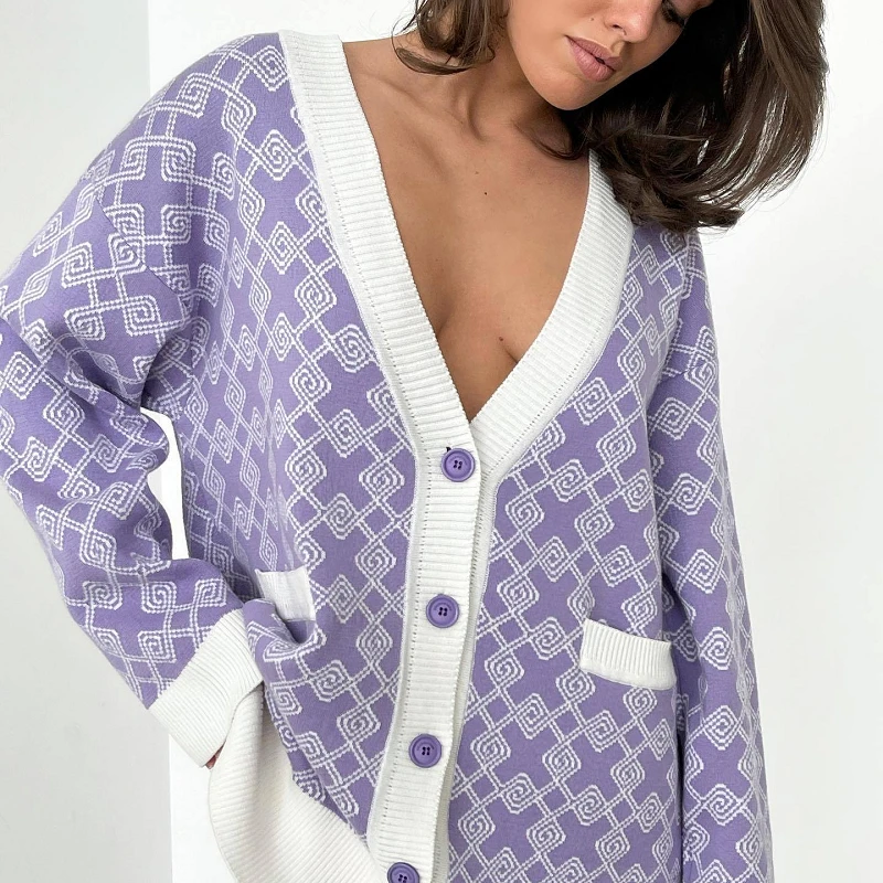 Women Soft   V-Neck Single Breasted Long Sleeve Cardigan Autumn Stylish Knitwear - £226.76 GBP