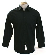 Geoffrey Beene Black Fitted Button Front Dress Shirt  L  16  32/33  Men&#39;s NWT - £43.95 GBP