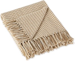 Dii California Casual Houndstooth Woven Throw, Stone, 50X60 - £29.87 GBP