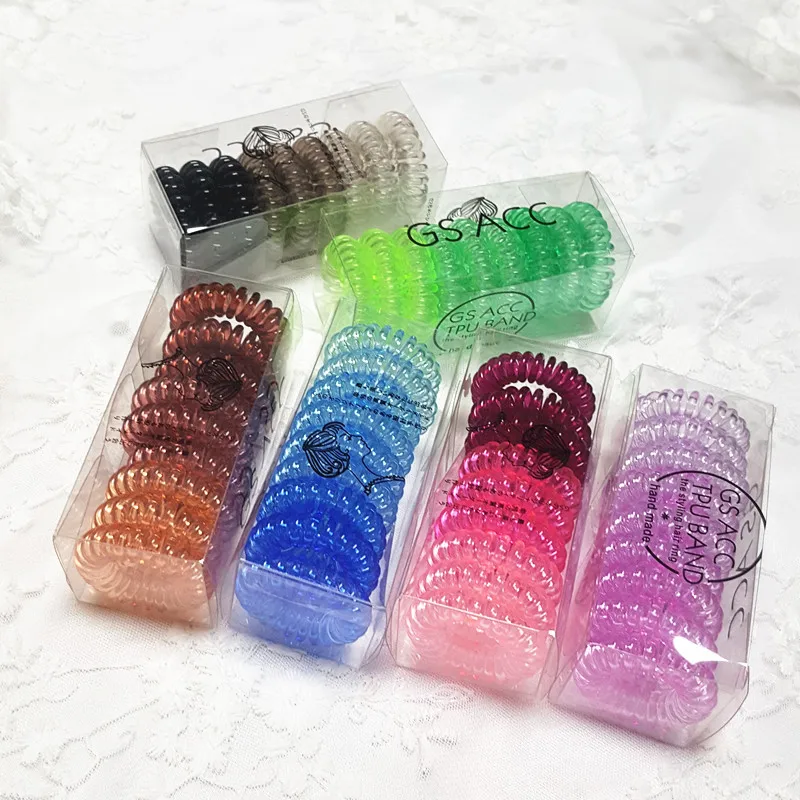 3 4 5 9 10 pcs box telephone wire elastic hair bands transparent rubber bands spiral thumb200