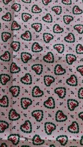 SEWING Vintage Christmas Heart Wreath Red Bow Fabric - £6.25 GBP