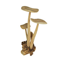 Hand-Carved Indonesian Parasite Wood Mushroom Cluster Statue 13 Inches High - £31.00 GBP