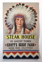 Knott&#39;s Berry Farm Steak House In Ghost Town Menu Late 1950s Souvenir Na... - £12.59 GBP
