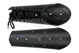 Leather Studded Medieval Bracer Pair Gauntlet Arm Guard larp Armour Sca - £30.32 GBP