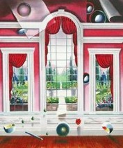 Ferjo &quot;The Red Room&quot; Garden View arched windows Giclee Paper Hand Signed/# Image - £97.31 GBP