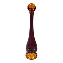 Vintage Fenton Red Ombre Hobnail Bud Vase Swung 10&quot; Tall MCM Decor Art Glass - £27.30 GBP