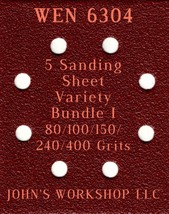 WEN 6304 - 80/100/150/240/400 Grits - 5 Sandpaper Variety Bundle I - $4.99