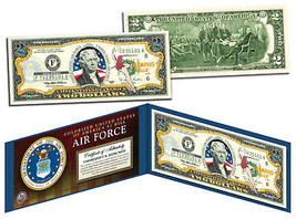 US AIR FORCE WWII Vintage Genuine Legal Tender Colorized U.S. $2 Bill - £11.04 GBP
