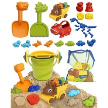 Beach Toys, 34 Pcs Dinosaur Beach Sandbox Toy Set With Sandbox Take Apart Constr - £24.29 GBP