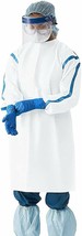 25 Disposable Isolation Gowns White SMS 35 gsm Frocks Small Body Protective Lab - £88.69 GBP