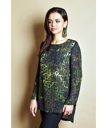 BLOUSE COCKTAIL PARTY OFFICE LONG SLEEVE TUNIC FREESTYLE OLIVE MADE IN E... - £27.09 GBP