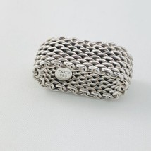 Size 7.5  Tiffany &amp; Co Somerset Ring Mesh Weave AUTHENTIC in Sterling Silver - £251.79 GBP