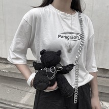 Designer Handbag for Women 2022 Fashion Girls Cute Black Plush Doll Purs... - $55.97