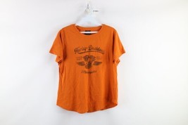 Harley Davidson Womens Medium Faded Script Spell Out Short Sleeve T-Shirt Orange - £23.29 GBP