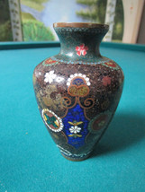 CHINESE CLOISONNE VASE PURPLE AND BLUE TOUCHES 5 X 3&quot;  - £58.40 GBP