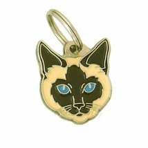 Cat ID tag  siamese cat traditional, Personalized, Engraved, Handmade, Key chain - £16.22 GBP+