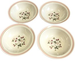 4 Newcor Stoneware Bowls STRAWBERRY PATCH 1986 Soup Cereal Retired 7 inch Vtg - £31.13 GBP