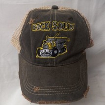 Rock Solid Distressed Mesh Trucker Hat American Flag Brown Tan Cap Hat S... - £12.62 GBP