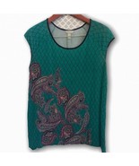 Soma super soft teal paisley cap sleeve pajama top nightshirt women&#39;s si... - $25.71 CAD