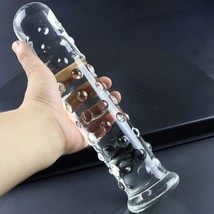 Large Dotted Glass Dildo Crystal Penis Big G-Spot Stimulator Female Masturbation - £35.05 GBP
