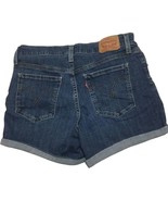Levis Women&#39;s Denim Shorts Size 29 Cuffed Hem Dark Wash Stretch Mid Length - $31.32 CAD