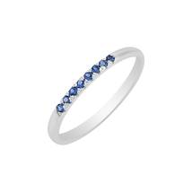 Blue Sapphire Round Gemstone Sterling Silver Half Eternity Women Band Ring  - £48.24 GBP