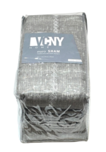 VCNY Euro Sham Pair (2) 26&quot; x 26&quot; Charcoal Gray Embroidered Cotton Blend Faith - £18.84 GBP