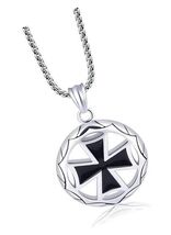 pickyegg Mens Biker Iron Cross Pendant Necklace Medal Steel - $43.78