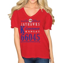 Original Retro Brand NCAA Kansas Jayhawks Womens Slub V Neck Tee, XL, Red - £11.06 GBP