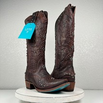 NEW Lane COSSETTE  Brown Cowboy Boots 7 Leather Western Wear Dress Snip Toe Tall - £267.65 GBP