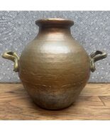 Vintage Egyptian Copper Bean Pot Brass Handles Hand-Hammered Antique Decor - $138.59