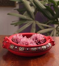 Handmade Earthenware Painted Decorative Flower Urli / Pot pourri - £49.12 GBP