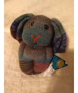 Knitted Handmade Scrappy Stuffed Animal "Sock" Bunny Rabbit Wool Blend - £25.67 GBP