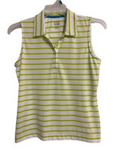 EP Tour Tech womens Medium Green White Stripe Golf Sleeveless Polo - $7.13