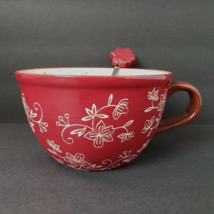 Temptations by Red Tara Floral Lace 24 oz. Soup Bowl Mug with Spoon - £14.13 GBP