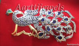 Victorian 2.03ct Rose Cut Diamond Ruby Emerald &amp; Sapphire Peacock Weddin... - £413.02 GBP