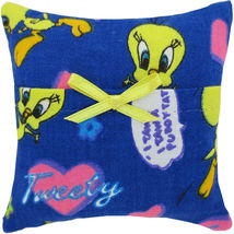 Tooth Fairy Pillow, Royal Blue, Tweety Bird Print Fabric, Yellow Bow Trim  - £3.87 GBP