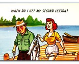 Comic A Woman Excels At Her First Fishing Lesson UNP Chrome Postcard Y16 - $3.91