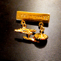 USS Enterprise vintage gold brooch pin - $16.83
