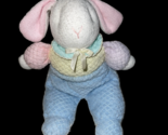 Eden PASTEL TERRY CLOTH Rabbit BABY Plush Stuffed Bunny Bow Vintage - $149.99